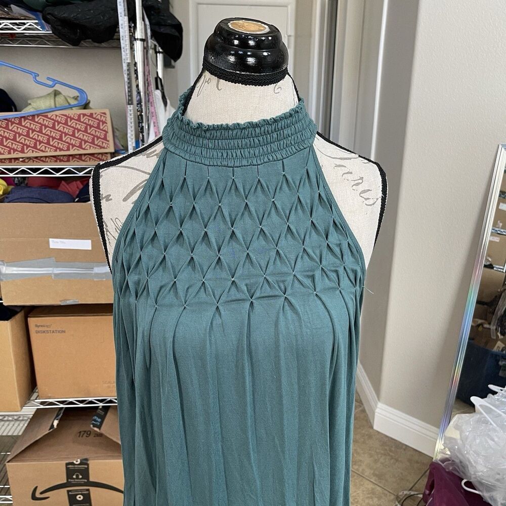 Cable & Gauge Womens Blouse Size Medium Teal Halter Neck Boho Summer Bohemian - Picture 11 of 16